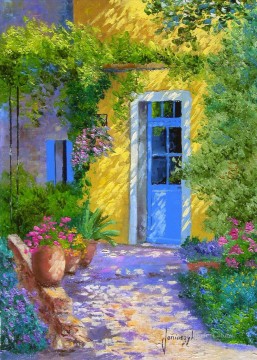 庭園 Painting - 青い扉プロヴァンス庭園
